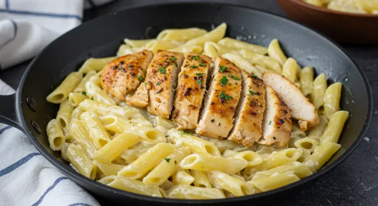 Creamy Garlic Butter Chicken & Rotini in Parmesan Sauce