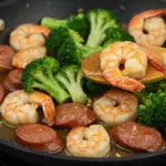 Honey Garlic Shrimp, Sausage & Broccoli Skillet